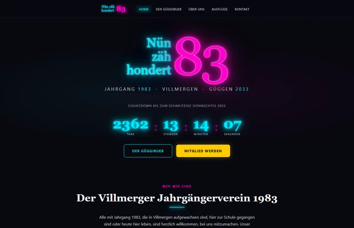 Startseite von 83er.ch – von Pfyl's umgesetzt